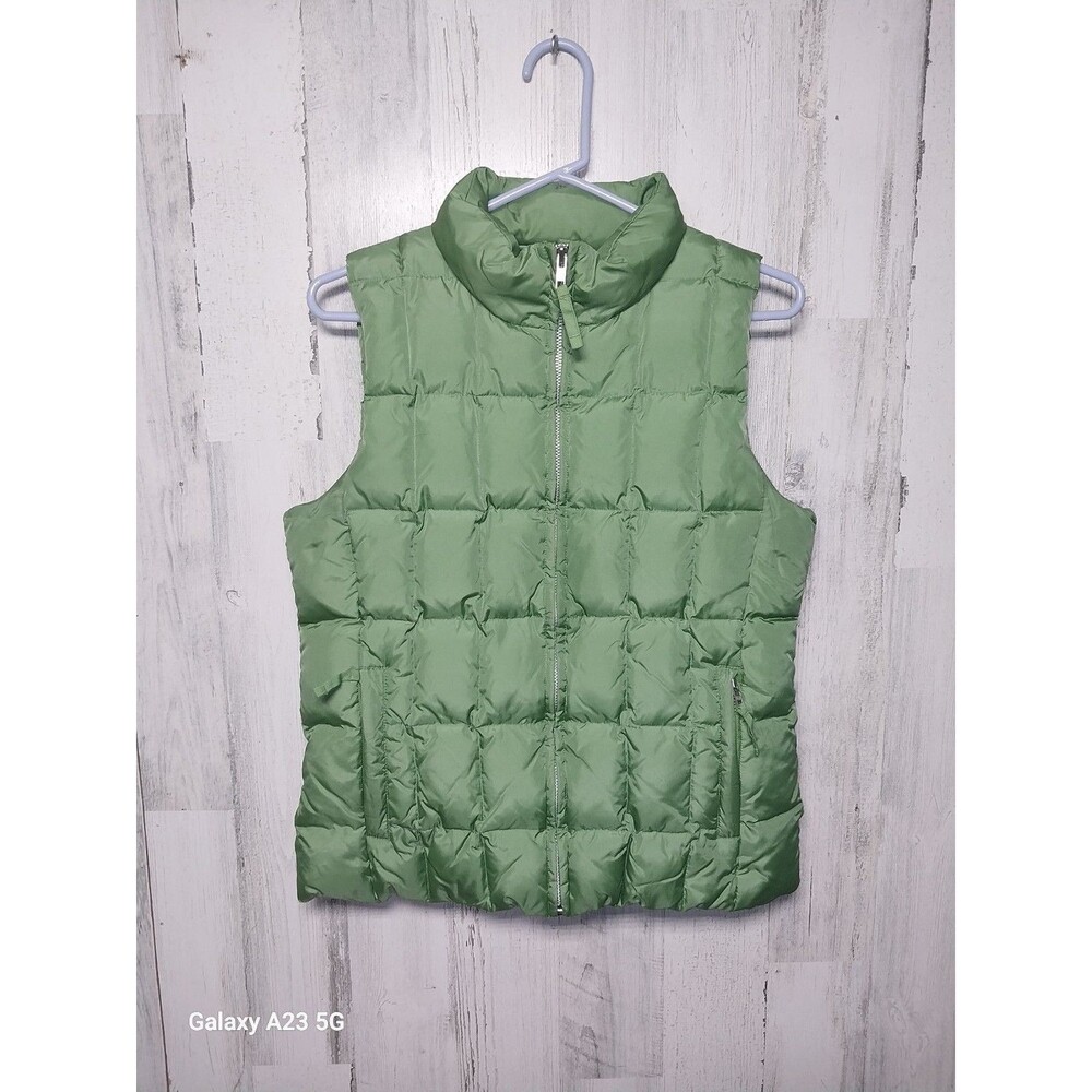 GAP Down Filled Green Quilted Puffer Vest Full Zip Pockets Womens Size Small